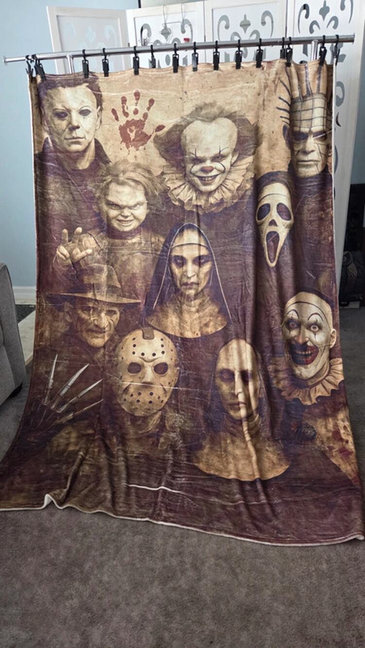 Horror Movie Villains Blanket 60x80 Ghostface Myers Jason Pennywise Chucky NWOT